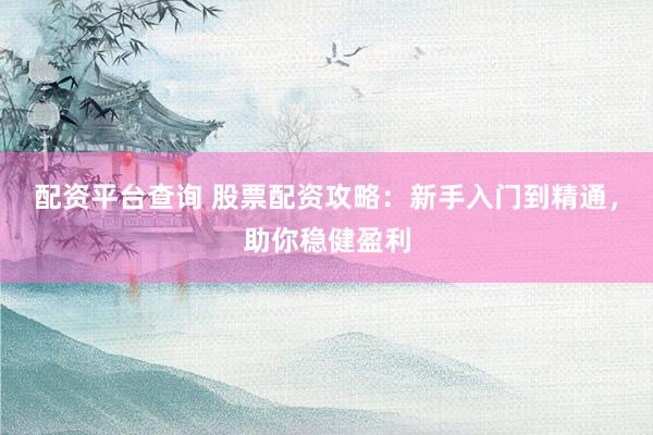 配资平台查询 股票配资攻略：新手入门到精通，助你稳健盈利
