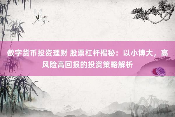 数字货币投资理财 股票杠杆揭秘：以小博大，高风险高回报的投资策略解析