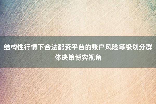 结构性行情下合法配资平台的账户风险等级划分群体决策博弈视角