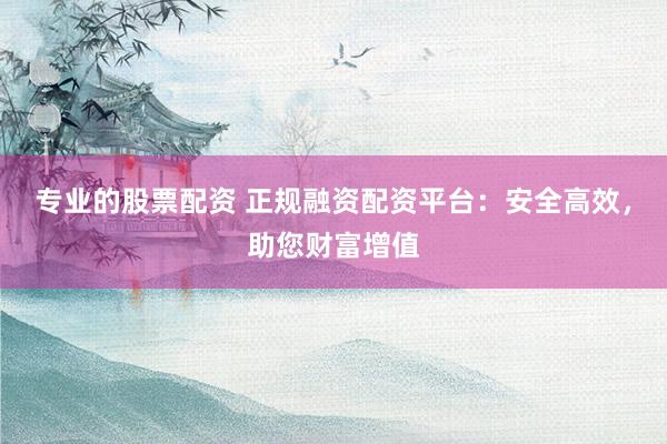 专业的股票配资 正规融资配资平台：安全高效，助您财富增值